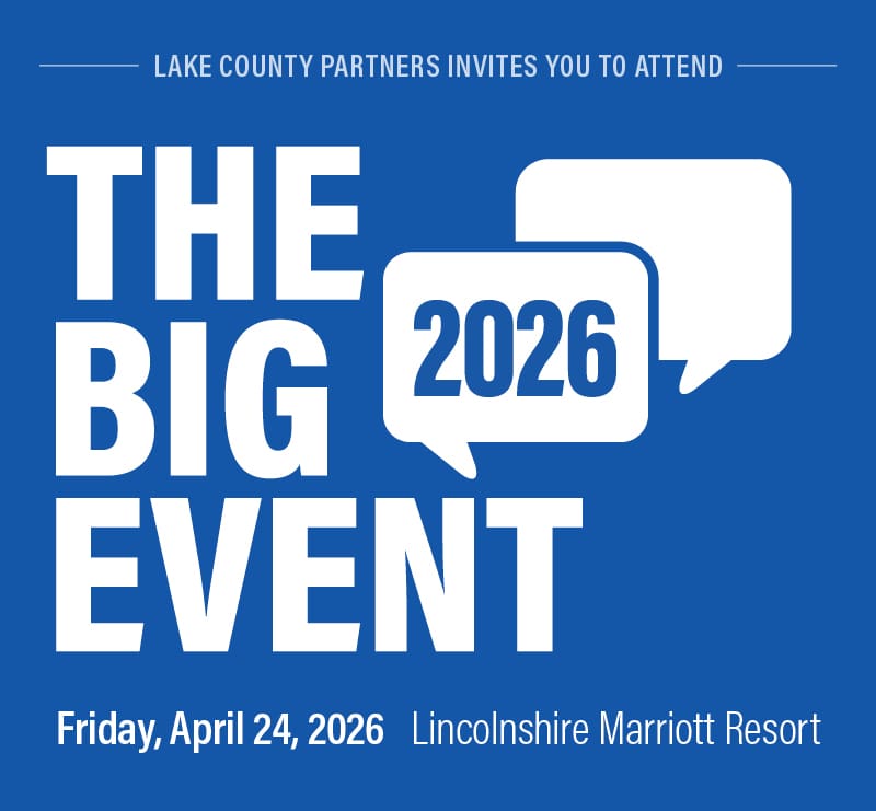 A blue The Big Event 2026 Pop Up Visual detailing the event on Friday, April 24, 2026 at Lincolnshire Marriott Resort. Click on Image to register for event.